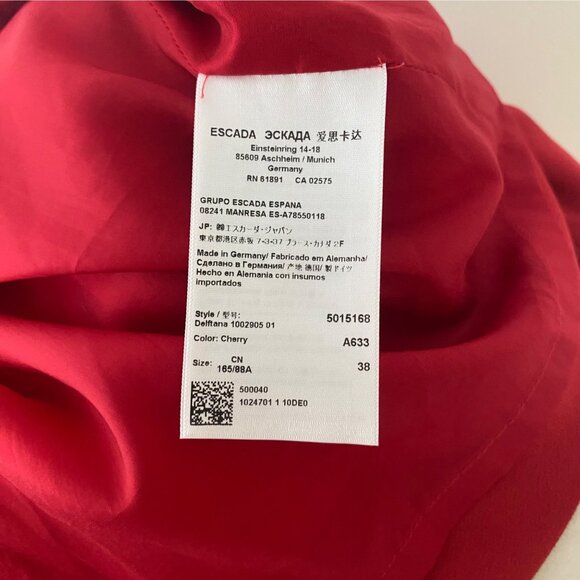 Escada Red Holiday Sheath Dress Beaded Sleeves - Picture 6 of 14